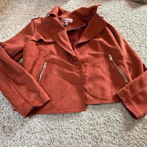 Philosophy Rust Leather Jacket with Metallic Zippers